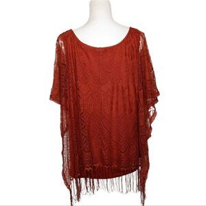 Lane Bryant blouse lace overlay  Fringe size 18/20w Dark Orange Tank top